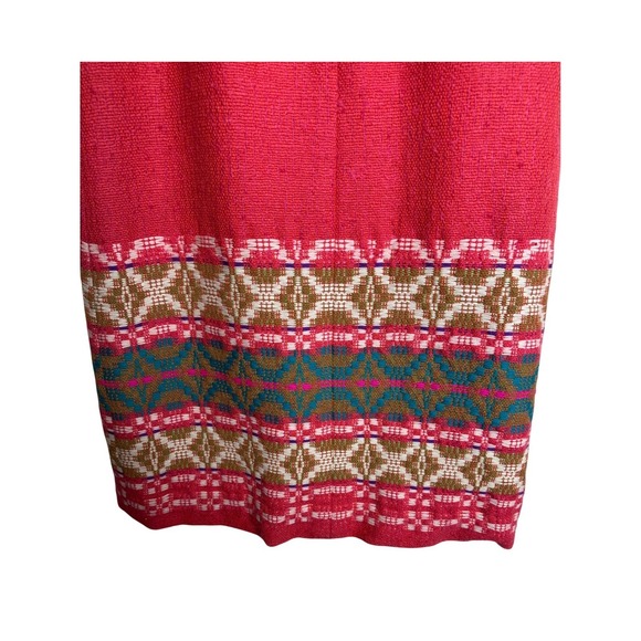 Madawaska Weavers Wool Skirt Geometric Waistband Slit Knee Length SZ M